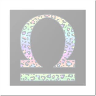 Libra Zodiac Horoscope Symbol in Pastel Rainbow Leopard Print Posters and Art